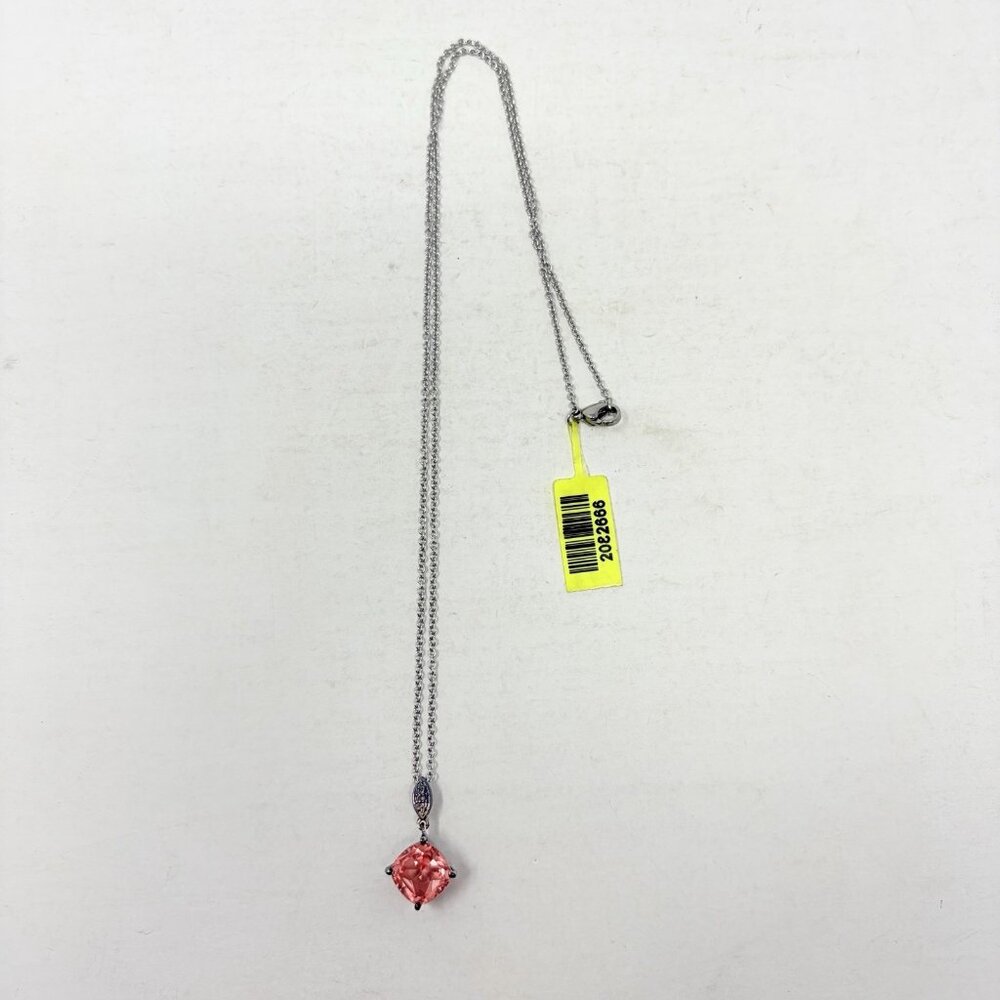 Shop LC Blush Quartz Cushion Shaped Pendant in Sterling Silver with Chain 5357